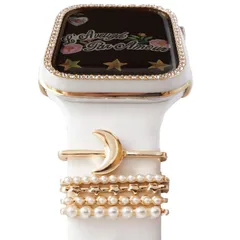 Libérez-moi アップル ウォッチ かわいくなる ルーン チャーム 5本セット スポーツバンド 38mm 40mm 41mm 42mm リング アクセサリー Apple Watch ベルト 女性 レディース ゴールド おしゃれ 