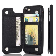 【Anrek】iPhone SE 第2世代、 iPhone7 iPhone8 用 ケース 手帳型 財布型 新型 防水 き 衝撃吸収 軽量 め 多機能 落下保護 手帳型 ケース（ブラック）アップル あいふぉん7/8/2020 高級 PU革 磁石吸着 ポケッ  1