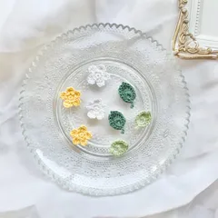 【かぎ針編み】花と葉っぱのモチーフ　セット