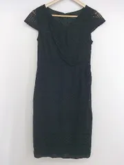 ◇ VICKY ビッキー 総レース Vネック 半袖 膝丈 ワンピース サイズ2 ブラック レディース P  【1302170006578】