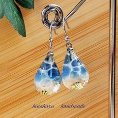 ドロップ海ピアス(ダークブルー＊ブルー)