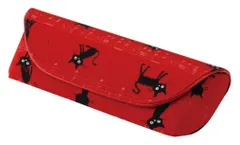 【特価商品】セミハード 黒猫のワルツ 猫柄 赤 HFU-69 眼鏡ケース 092356 パールPearl