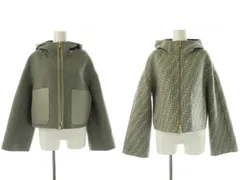フェンディ FENDI GIACCA FF DOUBLE WOOL リバーシブル ジャケット パーカー フード ジップアップ ウール 40 グレー /NR ■OSのサムネイル