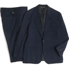 美品▼LOUIS VUITTON ルイヴィトン TAILOR MADE ピークドラペル 裏地LV柄 本切羽 シングルスーツ 紺 大きめサイズ52 メンズ 伊製 正規品のサムネイル