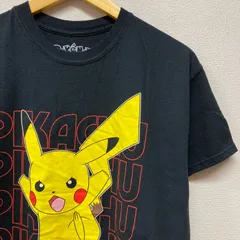 古着　M　Pokémon　ポケモン　ポケットモンスター　ピカチュウ　公式　オフィシャル　キャラクター　Tシャツ　クルーネック　黒