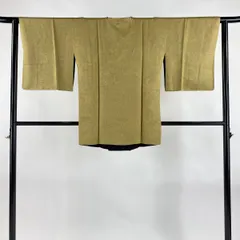 【美品】道行 身丈79.5cm 裄丈62cm S 和装コート 角衿 墨流し からし色 正絹 秀品 【中古】