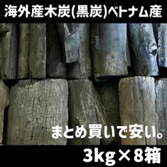 極 木炭（黒炭） 3kg×8箱セット（24kg） ラウンドタイプ ベトナム産 ユーカリ 海外産　北海道・沖縄以外送料無料
