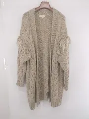 ■ ◎ B:MING by BEAMS ケーブル編み フリンジ 長袖 ガウンカーディガン サイズONE ベージュ系 レディース P  【1307040017135】