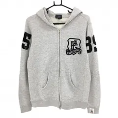 【超美品】パーリーゲイツ ジップパーカー 杢グレー フロッキーロゴ 裏毛スウェット レディース 2(L) ゴルフウェア PEARLY GATES