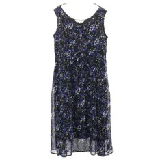 SWEET MOMMY スウィートマミー 花柄 ノースリーブ ロングワンピース M 黒×青系 レディース 古着