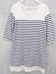 ◇ green label relaxing UNITED ARROWS ボーダー 長袖 膝丈 ワンピース サイズ ホワイト ネイビー *  【1002800365241】