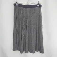 ◇ ⊇ COMME CA ISM 膝丈 フレア スカート サイズM グレー ネイビー レディース E  【1409100056297】