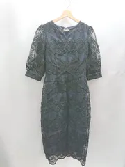 ◇ Θ DRESS+ ドレス プラス レース 4分袖 ロング ワンピース サイズM ネイビー レディース E  【1502180052125】