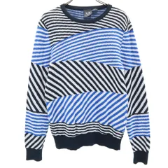 ARMANI EXCHANGE アルマーニエクスチェンジ 斜めストライプ 長袖 セーター XS ホワイト系 ニット メンズ 古着