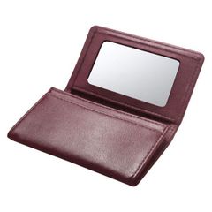 （まとめ買い）コレクト 名刺入れ 鏡付き 本革調 3ポケット ワイン CP-21V-WI 【3個セット】