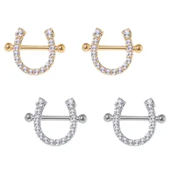 ピアス アレルギー対応 ホースシュー 馬蹄 S925 シルバー コーティング ゴールド 小粒 CZ ダイヤ 縁起物 お守り