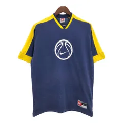 90年代 NIKE ナイキ Vネック バスケットボール 半袖Ｔシャツ スポーツ ネイビー(メンズ L)中古 古着 U0256