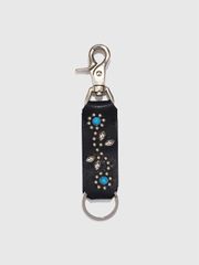 TMT レザー キーチェーン キーホルダー 本革 メンズ レディース レザー INDIGO LEATHER STADS KEY CHAIN ターコイズ フラワー 藍染 インディゴ ナスカン TACS2504