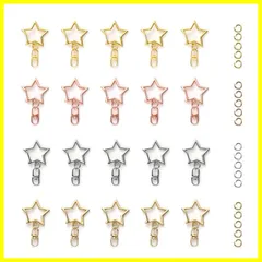 【在庫処分】カワイイ ワンタッチキーホルダー DIY用パーツ 回転カン付き 手作り 20個 キーリング キーホルダー金具 シルバー YFFSFDC ゴールドなど4色