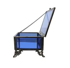 【在庫処分】NAJMECHOY ガラスジュエリーボックス ネックレス ブレスレット チェーン バングル アクセサリー オーガナイザー 装飾 記念品 収納 ブルー