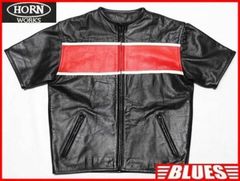 即日発送・国内古着】 ハーレー パンチングメッシュ レザー 黒 牛革
