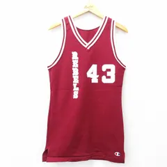 M/古着 チャンピオン champion ビンテージ タンクトップ メンズ 80s REBELS 43 ロング丈 クルーネック エンジ他 ユニフォーム ゲームシャツ