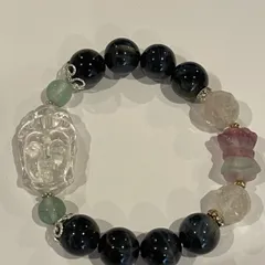 水晶観音様　双頭蓮　ブルータイガーアイのブレスレット