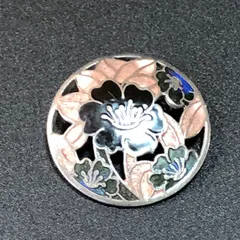 ビンテージ　ブローチ　モダンデザイン！　フラワー　ブラック　シルバークラシカル　ヴィンテージ　バッジ　ピンバッチ　レトロ　　( AKS206 )