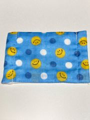 ハンドメイド＊平マスク♪ブルー地のスマイル