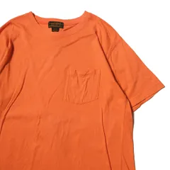 80's 90’s 黒タグ エディーバウアー コットン ポケット Tシャツ (M) オレンジ系 ソリッドカラー 無地 ポケT 80年代 旧タグ オールド アメリカ古着 USED ビンテージ ヴィンテージ