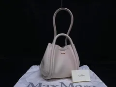 ■新品同様■ Max Mara マックスマーラ レザー ハンドバッグ トートバッグ ミニバッグ レディース アイボリー系 FR0634のサムネイル