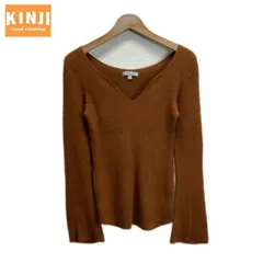 Mame Kurogouchi × UNIQLO　セーター　ニット　トップス　深Vネック　アクリル　ナイロン　コットン　レーヨン　無地　袖フレア　No.251-442041(13-01)　古着