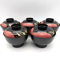 蓋付き椀 5客セット 漆器 竹蒔絵 - メルカリ