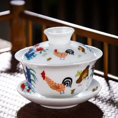 鯖龍紋三才蓋碗 中国茶器 景徳镇 蓋付き茶器 飲茶食器 煎茶具 未
