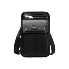 Color:黒C Whatna ミニワンショルダーバッグ メンズ ミニウエストバッグ ウエストポーチバイク用 pu レザー 男女兼用 ミニ斜め掛け ボディバッグ 胸バッグ ワンショルダー 軽量 ブラウン 黒 (黒C)