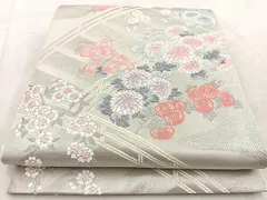 平和屋着物◎六通柄　本袋帯　唐織　花飾唐橋文　純プラチナ箔　正絹　逸品　BAAV4097yc