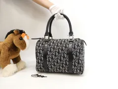 クリスチャンディオール ハンドバッグ トロッター デニム紺黒 オブリーク 極美品