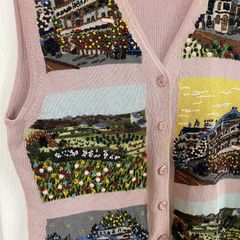 訳あり　ノースリーブ　ニット　カーディガン　刺繍　レディース　ミドル　ヤング　シニア