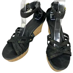 【美品】UGG アグ (24.5) サンダル ウェッジソール ストラップ クロスベルト 本革 レザー 希少デザイン