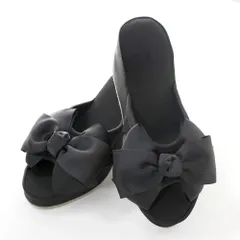 ヒールスリッパ 8cm 厚底リボンスリッパ (ブラック)Mサイズ [ブラック] [フリーサイズ（約23.5×8cm）　ヒール約8cm]