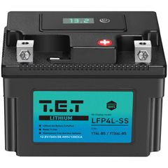 T.E.T LFP4L-SS 超軽量 リチウムイオンバッテリーYT4L-BS YTX4L-BS 専用 3Ah 120CCA 38.4Wh BMS電圧計搭載 LiFePO4 バイク用TETバッテリー長期保証