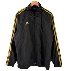 adidas CLIMA PROOF ウィンドブレーカー トラックジャケット サイズO 黒×金 古着