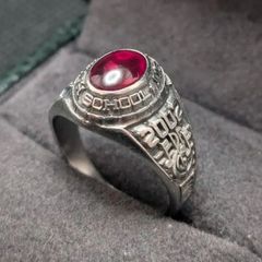 JOSTENS ジャスティン LTM カレッジリング 2002刻印 レッドストーン 12