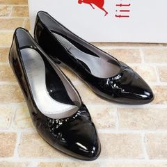 CATWORTH カットワース フラットシューズ エナメル調 レザー黒 6