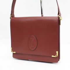 IS614)Cartier カルティエ マストライン スクエア ショルダーバッグ レザー ボルドー