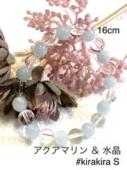 天然石　パワーストーンブレスレット　アクアマリン ＆ 水晶　レディース