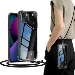 【大人気】対応 iphone13 6.1インチ ケース クリア アイフォン13 携帯カバー ショルダー カバー ネック ショルダー ストラップ付き アイホン13 カバー 肩掛け 斜めかけ 縄掛けケース 透明 薄型 軽量 いphone13 TPU 携帯ケース 斜