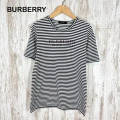 BURBERRY BLACK LABEL バーバリーブラックレーベル ボーダー フロントロゴ  Tシャツ 半袖 トップス ブラック 黒 ホワイト 白 メンズ