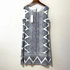 #snc ローラアシュレイ LAURAASHLEY ワンピース 13 白 紺 ノースリーブ 麻 総柄 タグ付き 大きいサイズ レディース [897956]