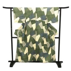 小紋/美品/きりばめ/グリーン/仕立上がり/適応身長150～157㎝/11398